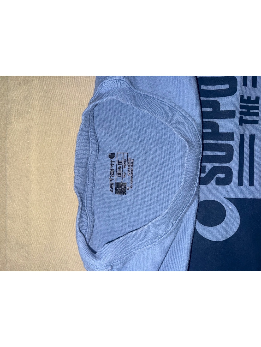 Carhartt light blue Support the Trades T-shirt large - Picture 7 of 8